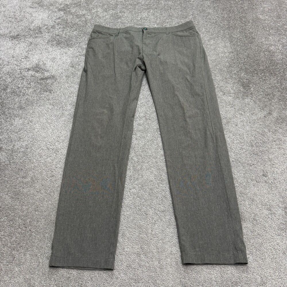 Linksoul Straight Leg Chino pants Men 35R Heathered Gray Flat Front Golf Classic